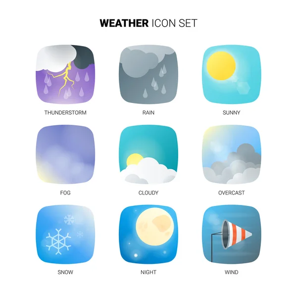 Barevné počasí ikony — Stockový vektor