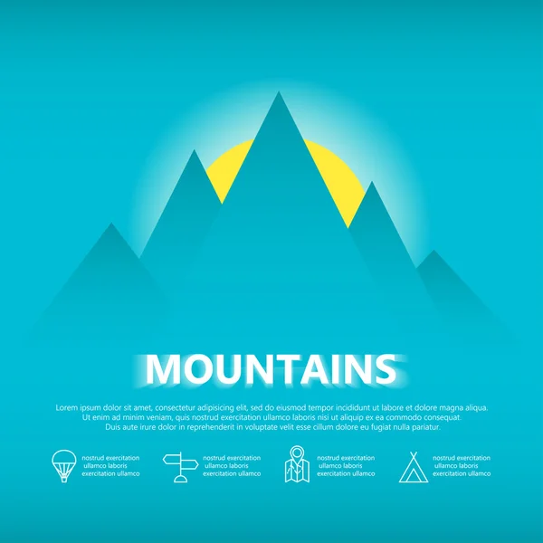 Blå bergen med solnedgång — Stock vektor