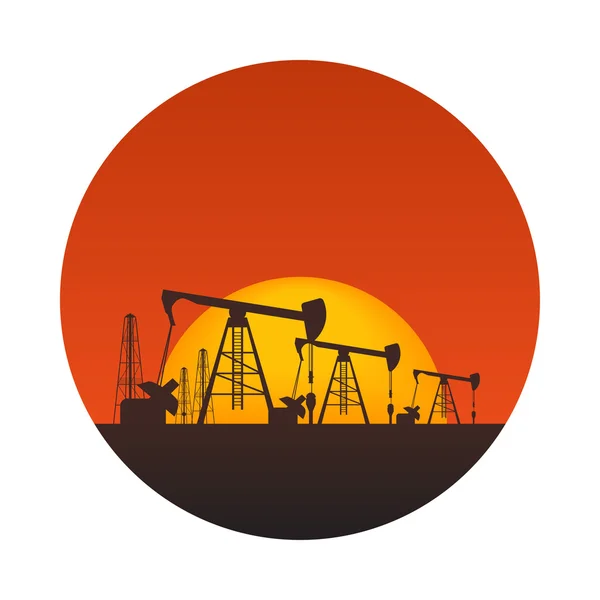 Нефтяные вышки на закате — стоковый вектор