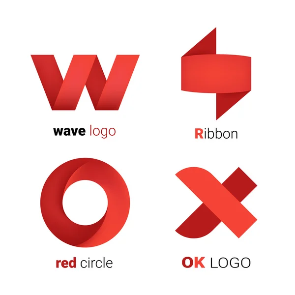 Red ribbons logo set — Stock Vector