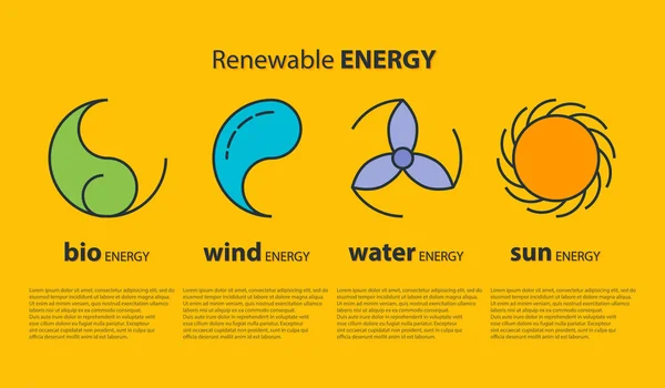 Iconos de las energías renovables — Vector de stock