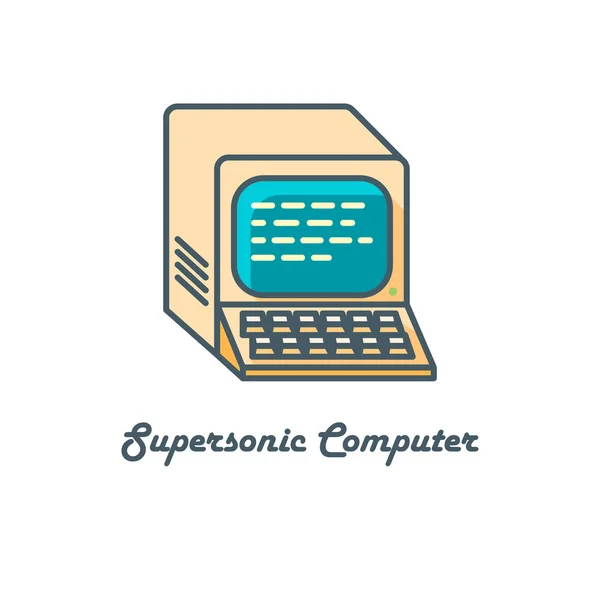 Retro computer icon — Stock Vector