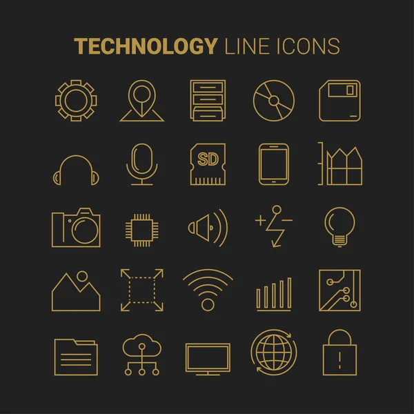 Teknoloji Icons set — Stok Vektör