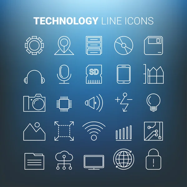Ensemble d'icônes technologiques — Image vectorielle
