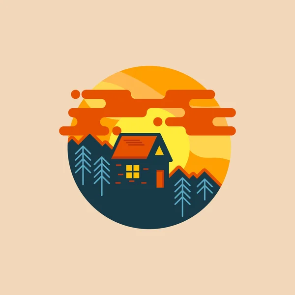 Huis in hout logo — Stockvector