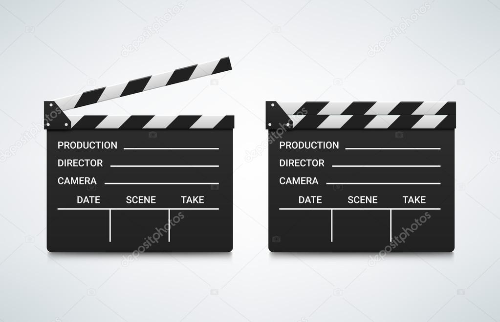 Open and closed cinema clapperboards