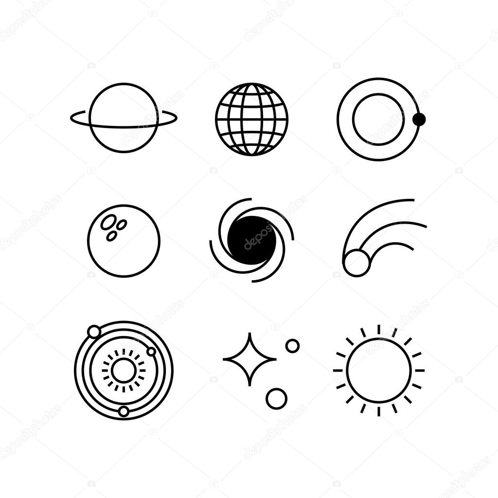 Space line icons