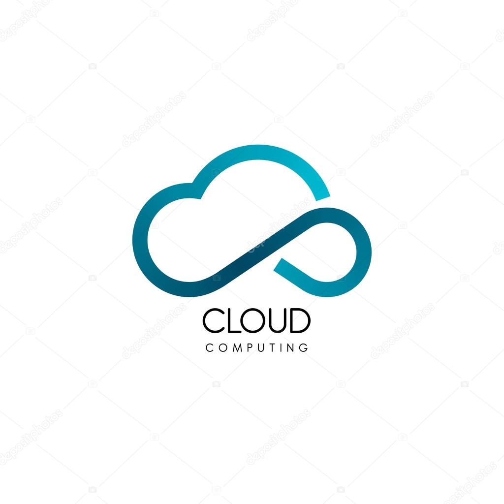 Cloud computing and storage vector logo. Technology design template
