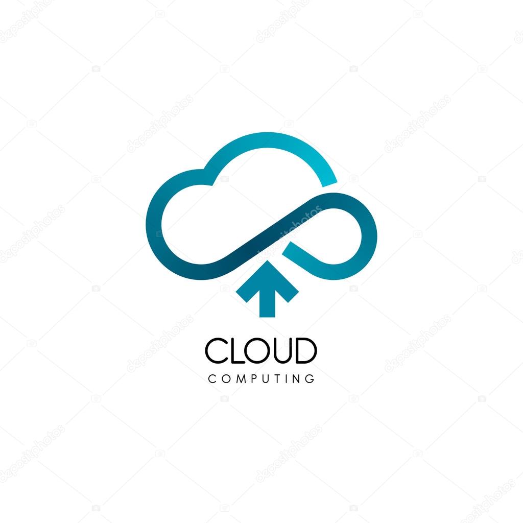 Cloud computing and storage vector logo. Technology design template