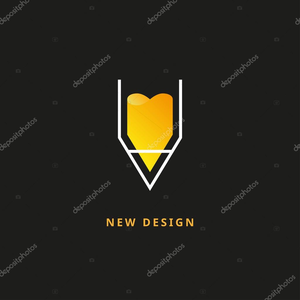 Yellow Pencil vector logo Design template. Vector illustration on dark background.