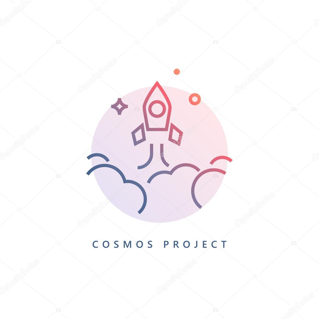 Minimalistic rocket launch logo Vector illustration