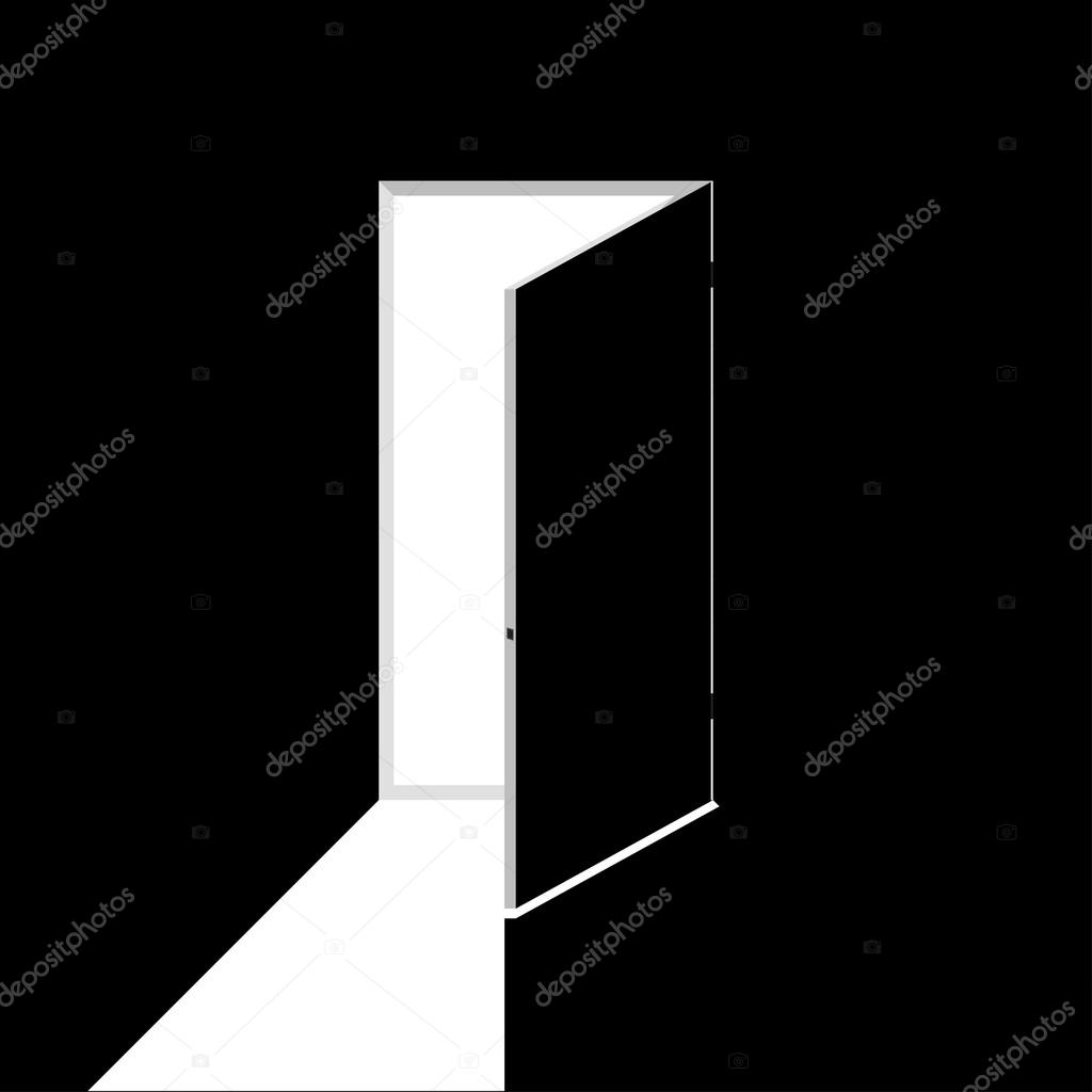 Black and white open door — Stock Vector © mrEleidan 84557926
