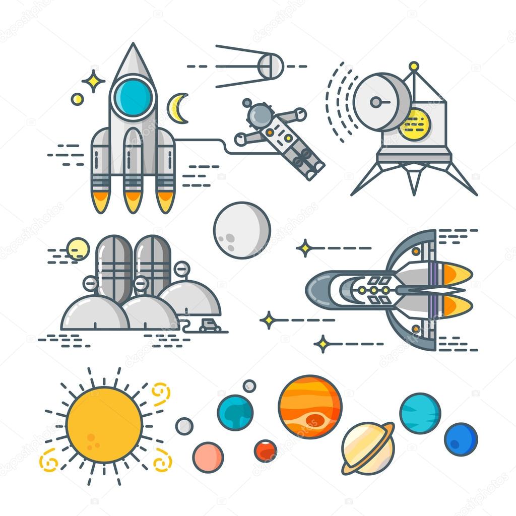 Space icons set