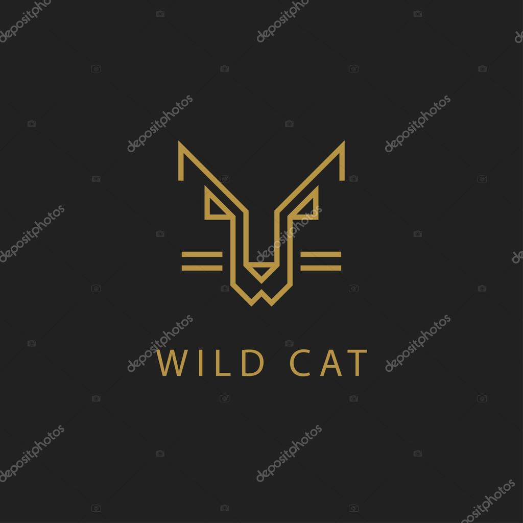 Wild Cat outline logo. Simple vector illustration