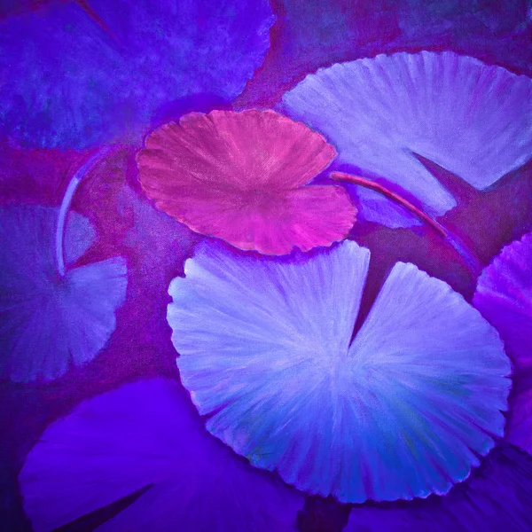 Lavendel en Magenta Water Lily Pads — Stockfoto