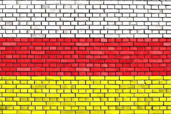 Flaga Osetii Północnej Malowane Ścianie Cegły — Zdjęcie stockowe