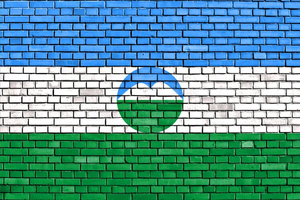 Прапор Кабардино Балкарії Намальований Цегляній Стіні — стокове фото