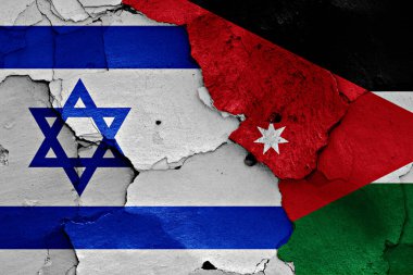Kırık duvarda İsrail ve Ürdün bayrakları