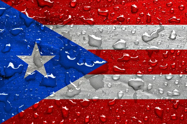 Vlajka Portorika Kapkami Deště — Stock fotografie