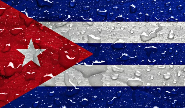 Bandeira Cuba Com Gotas Chuva — Fotografia de Stock