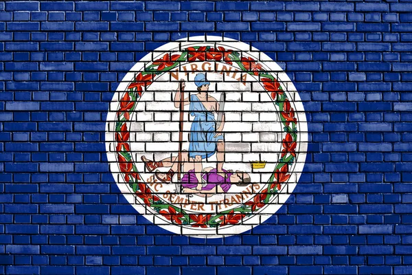 Virginia Bayrağı Tuğla Duvara Boyanmış - Stok İmaj