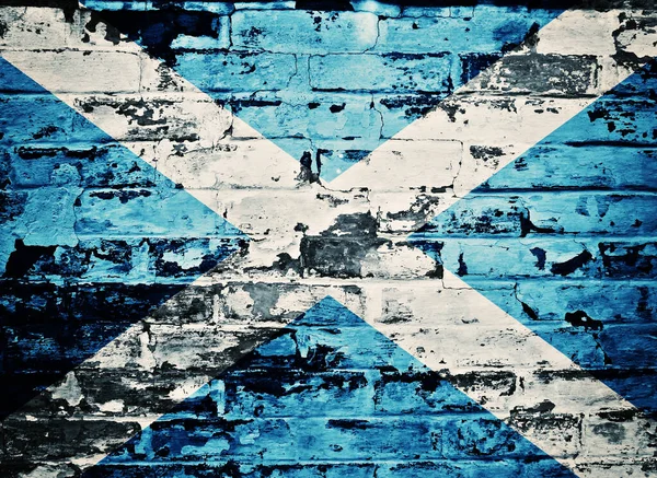 Flag Scotland Painted Old Brick Wall — Stock Photo, Image