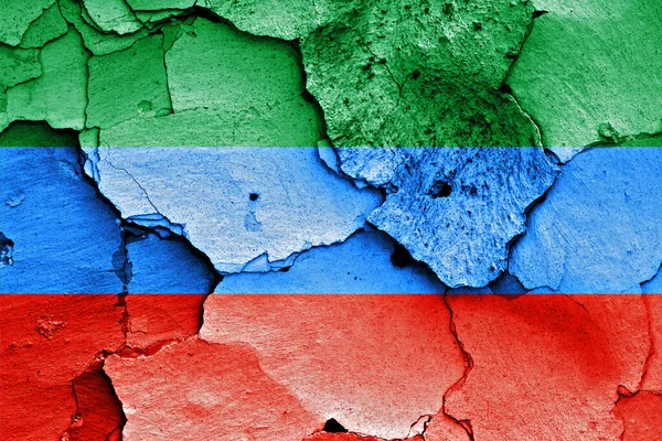 Vlag Van Dagestan Geschilderd Gebarsten Muur — Stockfoto