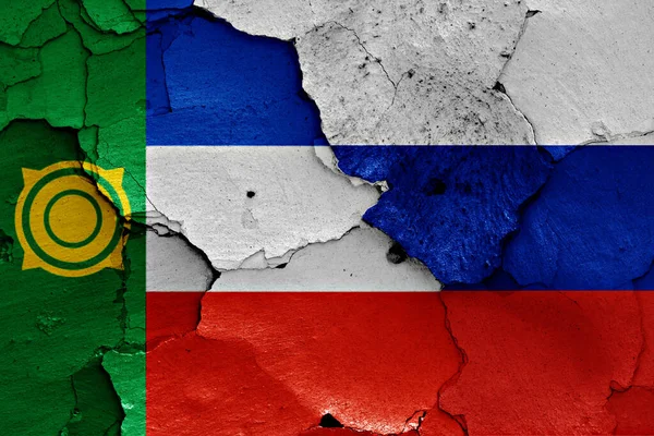 Vlaggen Van Khakassië Rusland Geschilderd Gebarsten Muur — Stockfoto