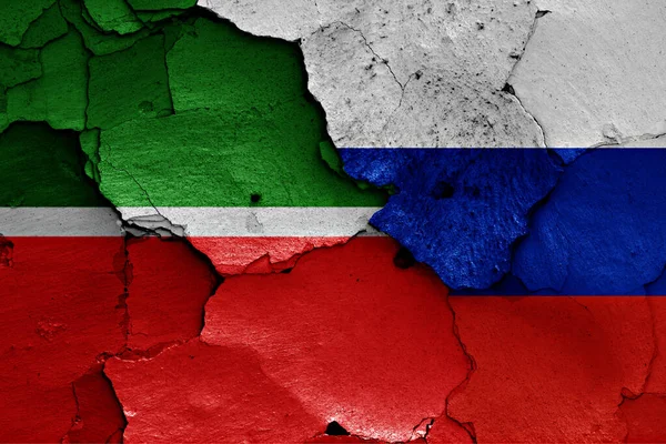 Flags Tatarstan Russia Painted Cracked Wall — Zdjęcie stockowe