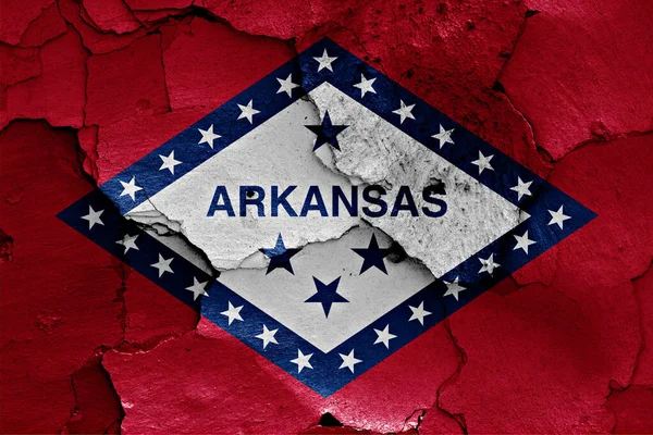 Bandeira Arkansas Pintada Parede Rachada Fotografias De Stock Royalty-Free