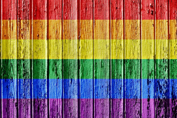Flag Lgbt Painted Wooden Frame — Stock Photo, Image