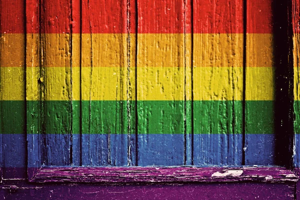 Flag Lgbt Painted Wooden Frame — Stock Photo, Image