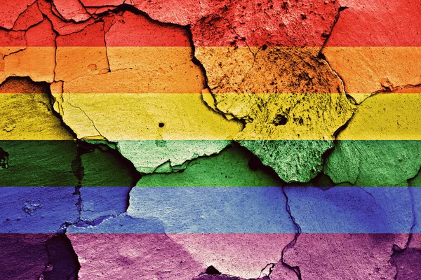Flag Lgbt Painted Cracked Wall — Stock Photo, Image