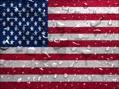 flag of USA with rain drops clipart