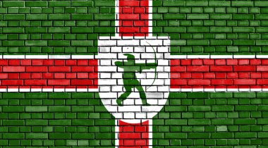 Nottinghamshire bayrağı tuğla duvara boyalı