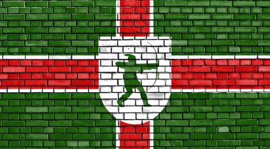 Nottinghamshire bayrağı tuğla duvara boyalı