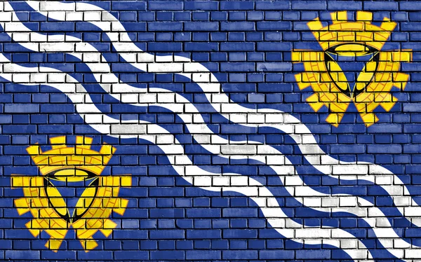 Flag of Merseyside painted on brick wall — Stock Photo, Image