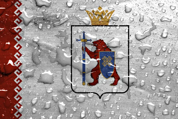 Bandiera di Mari El con gocce di pioggia — Foto Stock
