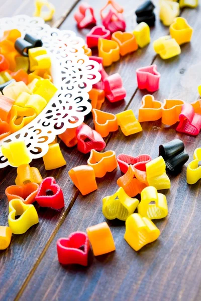 Italian pasta hearts shaped — Stock Photo, Image