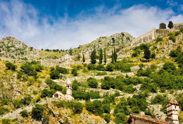 Vägen till gamla fästningen. Staden Kotor, Montenegro — Stockfoto