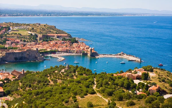 Collioure přístav, Languedoc-Roussillon, Francie, francouzský katalánské pobřeží — Stock fotografie