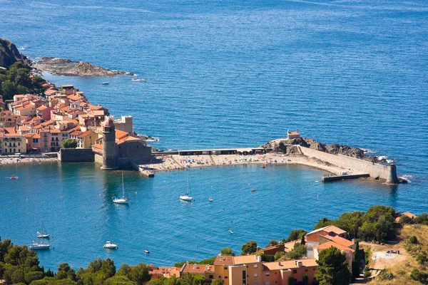 Collioure harbour, Langwedocja-Roussillon, Francja, francuski katalońskim wybrzeżu — Zdjęcie stockowe