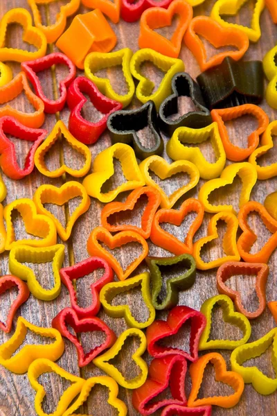 Italian pasta hearts shaped — Stock Photo, Image