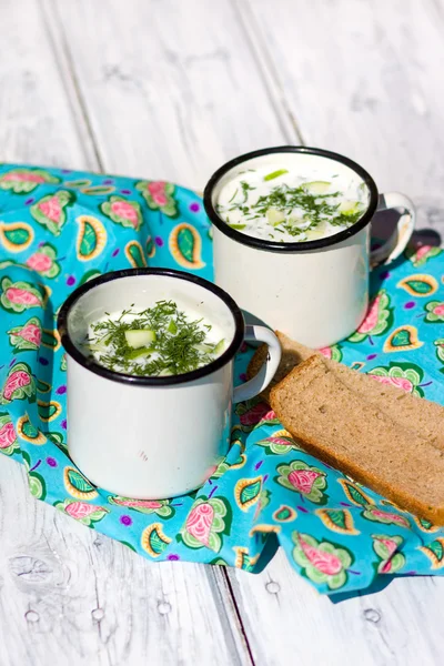 Okroshka. The traditional Russian summer soup — Stock Image Okroshka. The traditional Russian summer soup Royalty Free Stock Photos