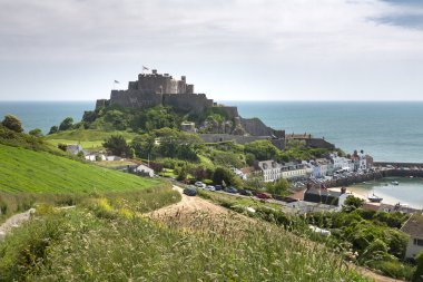 Gorey with Mont Orgueil Castle, UK clipart