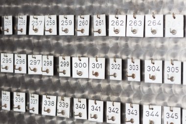 Eski soyunma Etiketler oyulmuş numaraları ile