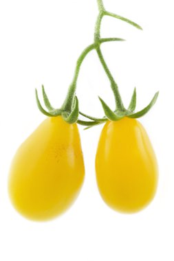 Sarı armut biçimli domates, asılı
