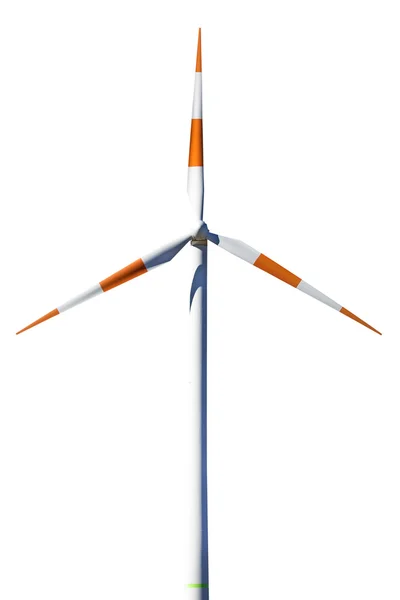 Single wind turbine on white background — Stock Photo, Image