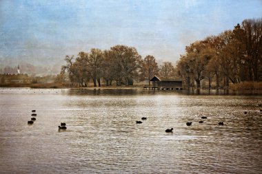 Göl Chiemsee, Almanya dokulu, sonbahar