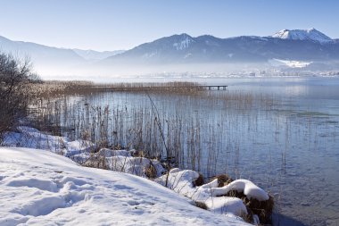 Tegernsee Gölü, Bavyera, Almanya, kış